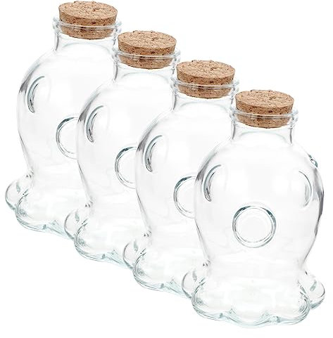 4 Stück Glasflasche Selber Machen Wasserflasche Kork Minidosen Mit Deckel Vintage Flaschen Cold Brew Flasche Apothekerflaschen Flaschenschmuck Wünschen Muschelglas Transparent Holz Cabilock