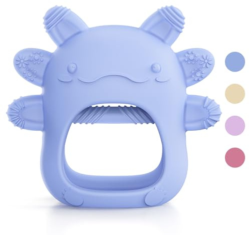 akolik Baby Teething Toy for 3-6-12 Months, Baby Teethers Toy Teething Ring Silicone, Grasping Teething Toy, BPA Free Teething Newborn Chew Toys (Blue)
