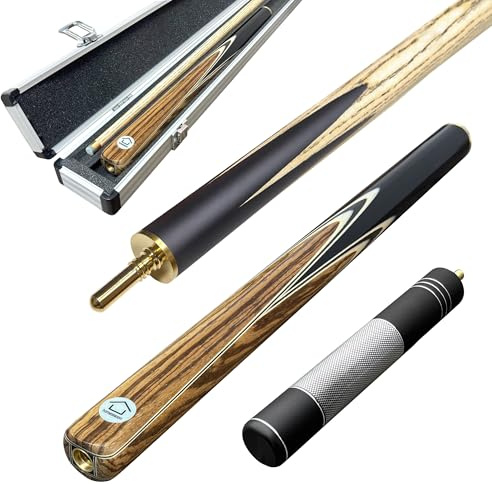 HomeSeason 57 Snooker Cue Stick 18oz 3/4 Jointed Pool Cue, with Extension, Cue Case, Durable Ash Wood and Zebrawood Construction Billiards Cue