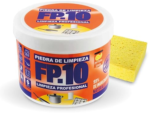 Piedra Blanca Limpieza PREMIUM [FP.10] Fantastica Limpieza Profesional | Quita Grasa Y Suciedad Difícil | Multiuso, Ideal Para Desincrustar Suciedades Profundas. Producto Eco. Incluye Esponja (1)