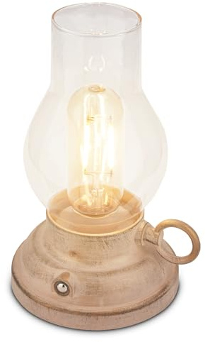 BRILONER - Lampe de table sans fil LED IP44 avec fonction tactile, dimmable, batterie remplaçable, lampe de chevet sans fil, lampe à huile LED, lampe de table exterieur, 10,5x17,5 cm, beige-crafted