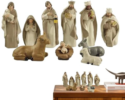 Generisch Krippenfiguren - Kunstharz Krippenszene Dekoration,Weihnachtliche Tischdekoration Figuren - Für Wohnzimmer Esszimmer Schlafzimmer Arbeitszimmer Bücherregal Home Office Schule Wohnung