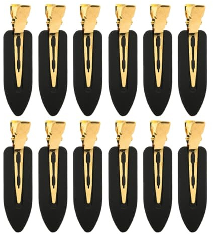 TOYANDONA Pinzas Cabello sin Marcas Doblar Tamaño Pequeño Color Negro Dorado Set de 12 Unidades para Peinar y Seccionar Cabello y Uso Diario