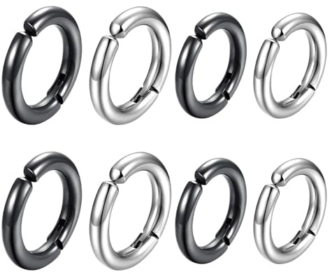 iplusmile 8pezzi Orecchini Clip senza Buco in Acciaio Inossidabile Ipoallergenico Unisex Orecchini Cerchio senza Piercing Set di Pendenti per Uomo e Donna