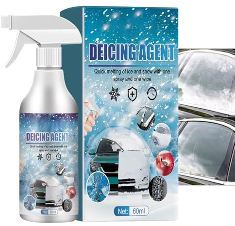 YNPQTDS Desverglacante para parabrisas de coche – Agente de fusión de hielo 60 ml para vehículos, defroster automotriz para ventanas | para camiones autocaravanas SUV sedán viajeros por frío