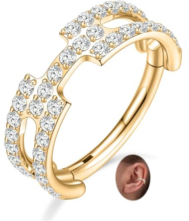 hengkaixuan 16G Klappbarer Nasenring mit Segmenten Conch Piercing 316L Chirurgenstahl Helix Knorpel Ohrläppchen Ohrring Tragus Rook Daith Septum Schmuck mit CZ
