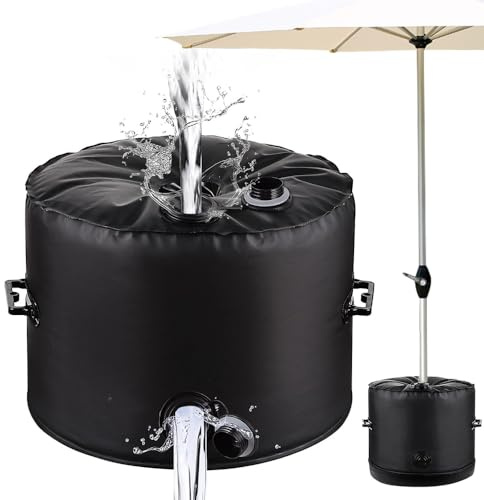Lotvic Parasol Umbrella Base, 40L Umbrella Base Weight Bag with 8cm Centre Hole & 2 Carrying Handles, Round Water-filled Parasol Base Weight Bag for Patio Outdoor Garden Umbrella