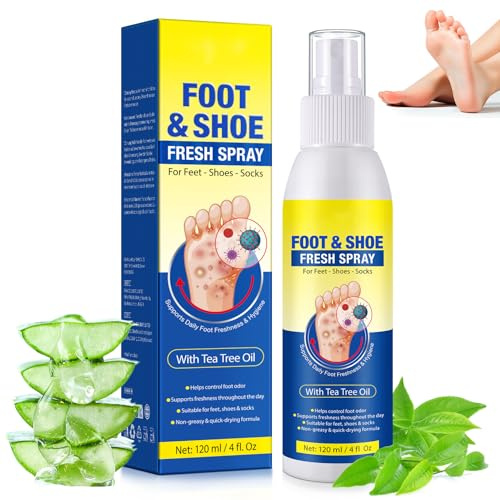 Fuss Pflege S-pray mit Teebaumöl - 120ml Fußspray für Foot & Nail - Tea Tree Oil Fußspray Pflege - Foot Care Spray für Frauen & Männer - Hydrating Fußpflege-Spray für Desodorierung & Beugt Trockenheit