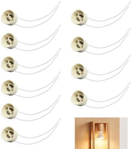 10 Stück GU10 Fassung aus Keramik, GU10 Sockel mit Silikonkabel 15 cm 0,75 mm², Halterung Leuchtmittel beständig 250 ℃, Anschluss Lampe 250 V 2 A für LED Halogen Beleuchtung Schiene Spot Einbauleuchte