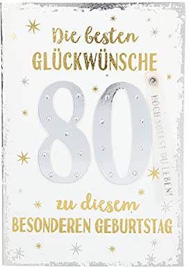 Depesche 3003.012 Glückwunsch-Karte zum 80. Geburtstag, elegante Geburtstagskarte mit passendem Spruch, ohne Innentext, inkl. Umschlag, 17,5 x 12,5 cm