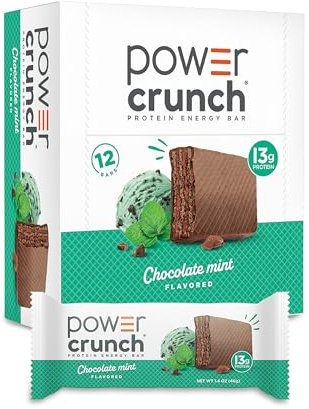 Power Crunch Protein Wafer Bars, High Protein Snacks with Delicious Taste, Chocolate Mint, 1.4 Ounce (12 Count)