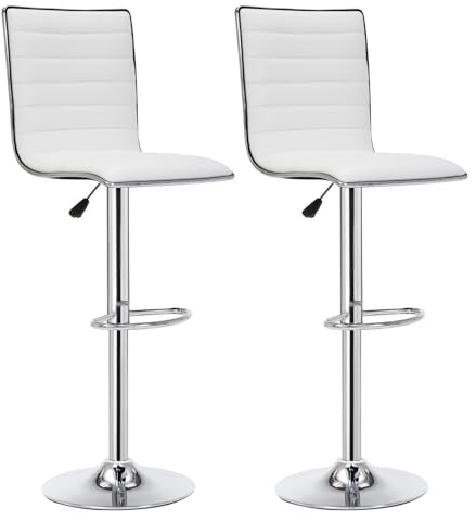 Intimate WM Heart Barhocker 2er Set Höhenverstellbarer Barhocker | Drehbarer Barstuhl 2er Set mit Rückenlehne und Fußstütze Küchenhocker 36 x 40 x 116cm (Weiß)