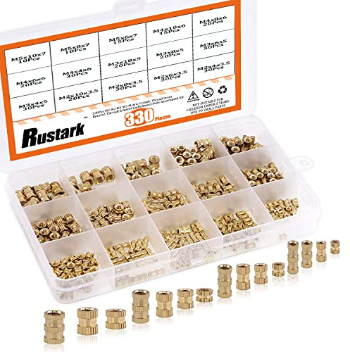 Rustark Lot de 330 écrous filetés filetés M2 M3 M4 M5 métriques femelles en laiton