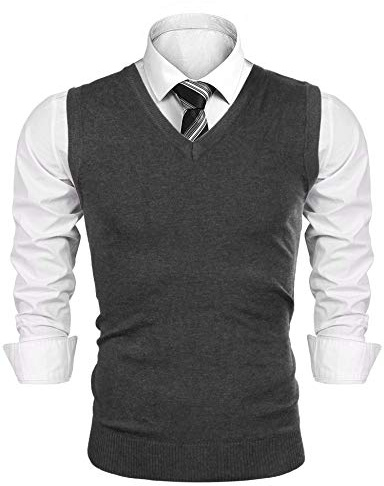 iClosam Chaleco SuéTer para Hombre AlgodóN V-Neck Esencial Jersey Sin Mangas Rebecas Chaqueta Pullover Invierno