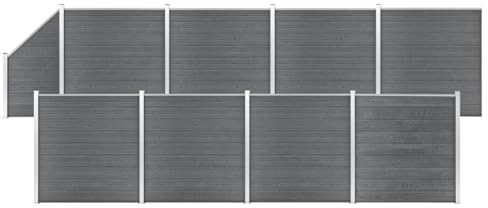 vidaXL WPC Zaun Set 8 Quadrate 1 Schräge Sichtschutzzaun Lamellenzaun Gartenzaun Windschutz Sichtschutz Zaun Steckzaun Systemzaun Garten 1484x186cm Grau