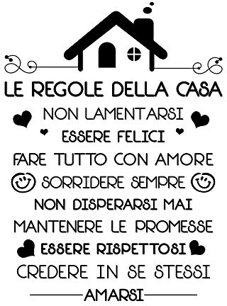 Le Regole della Casa Italiano Adesivi da Parete Muro Adesivo Murali Decorativo Decorazione fai da te Domestica Porta Camera da Letto Soggiorno