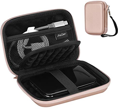 ProCase 2.5”Festplattentasche für Canvio Basics Western Digital WD Elements My Passport Seagate Portable Drive/Backup Plus Slim USB 3.0, Samsung T9 Portable Externe Festplatte Tasche -Roségold