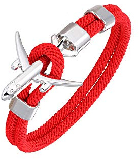 DonJordi Armband Flugzeug in vielen Farben für Herren & Frauen aus geflochtenem Seil mit Flugzeug Verschluss aus geflochtenem Segeltau - Der Armschmuck für alle Piloten & Flugzeugfans