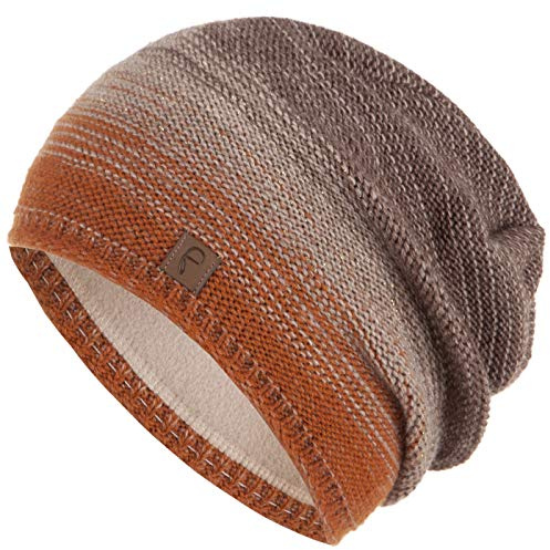 Faera Mütze Damen Wintermütze Mehrfarbig warm gefüttert Fleece-Futter Winter Herbst Strickmütze Beanie Haube Mädchen 57