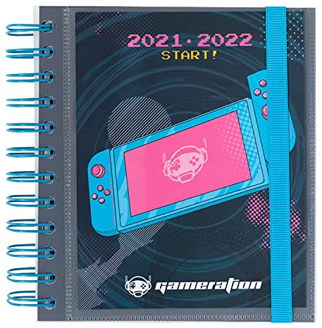 Grupo Erik - skoldagbok 2021 2022 Gameration | Dagbok från augusti till juni - Spiral Agenda 14,5 x 16 cm | Perfekt för högskolan eller gymnasiet, skolmaterial