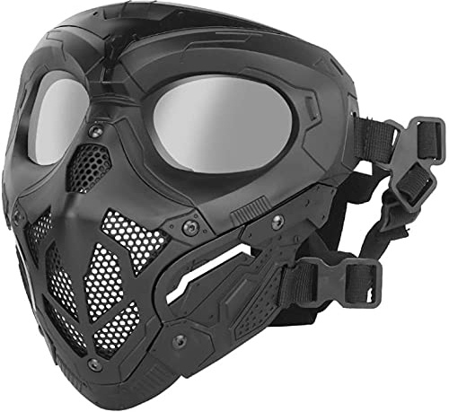 NC Taktische Airsoft-Maske Schädel-Vollmaske mit Schutzbrille, geeignet Für PJ-Helm Airsoft Paintball Cosplay-Kostümhockey