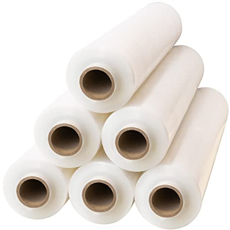 V1 Trade Stretchfolie Transparent Strechfolienrolle - 6 Wickelfolie - Handstretchfolie 350m/50cm Verpackungsmaterial - Verpackungsfolie auf Rolle - Folie Für Möbel - Folien Für Umzug - Umzugsfolie