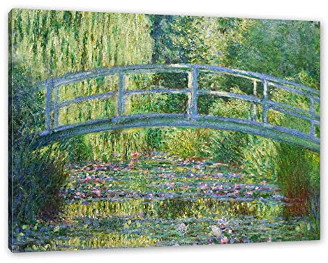 Pixxprint Claude Monet - japanische Brücke über den Seerosenteich II, Größe: 80x60cm, Leinwandbild, fertig gespannt, Wandbild, Dekoration, Kunstdruck, kein Poster