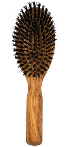 Thats me organic Profi Haarbürste Klassikform Die Mediterrane aus Olivenholz & Wildschweinborsten – Naturhaarbürste für Locken und langes, dickes Haar – Sleek Bun Bürste
