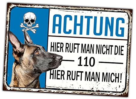 Malinois Belgian Mali skylt observera 110 system dörrskylt hundskylt varningsskylt hund K9