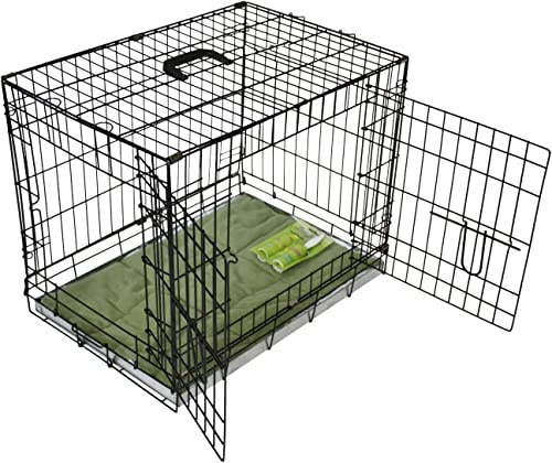 BUNNY BUSINESS Underdog Hundekäfig aus Metall, zusammenklappbar, mit 2 Türen, kaufester Kunststoffboden mit Bett, robuste Welpen-Trainingslösung, 121,9 cm, Größe XXL, Schwarz
