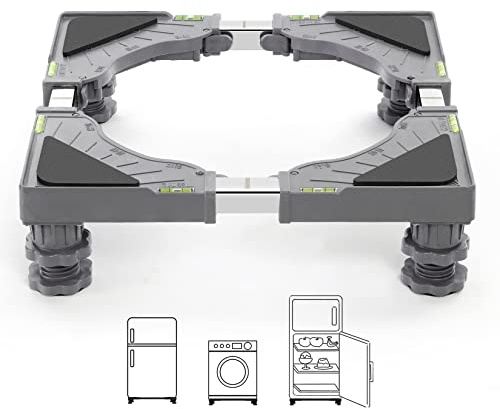 Nefish Supporto regolabile per mini frigorifero, base universale con 4 piedini resistenti, piedistallo per lavatrice, base multifunzione per asciugatrice o altri elettrodomestici (grigio)