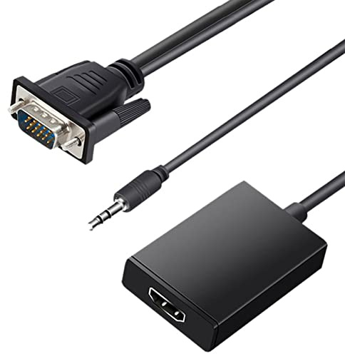VBESTLIFE Adaptador VGA a HDMI, Conversión de Interfaz VGA Tradicional Portátil, PC a Monitor o Proyector HDMI, Adaptador VGA 1080P 60 Hz con Salida de Sonido de 3,5 Mm, para PC Portátil HDTV