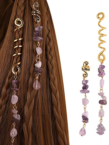 XPEX Accessoires pour Cheveux Spirale réglable Bandeau Barbe Tube de Cheveux Perles Dreadlocks en métal Perles de Cheveux Bobine en Spirale Hommes Femmes - 2 pièces