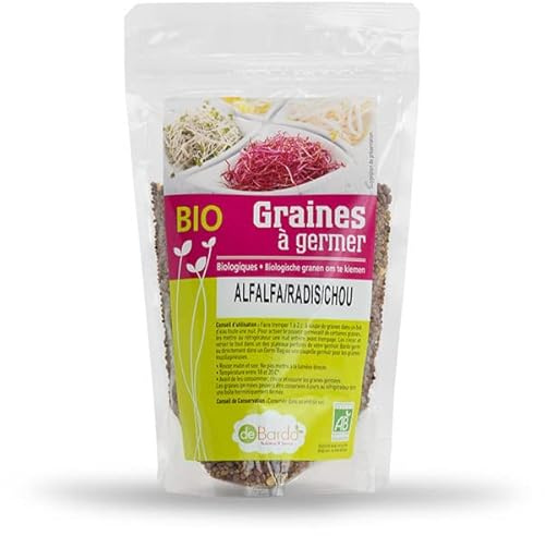 MÉLANGE DE GRAINES ALFALFA RADIS CHOU ROUGE BIO 200G, DEBARDO, UNITÉ