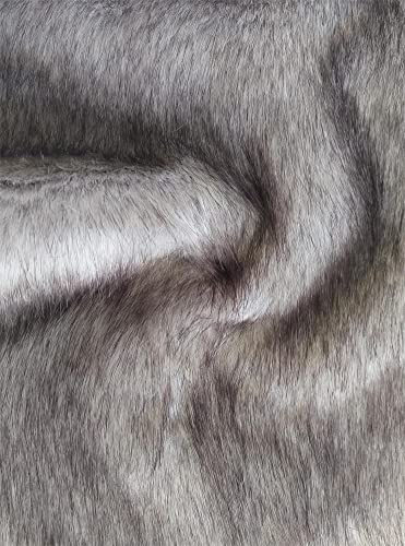 Super luxuriöser Kunstfellstoff, silbergrauer Wolf, 1/2 m