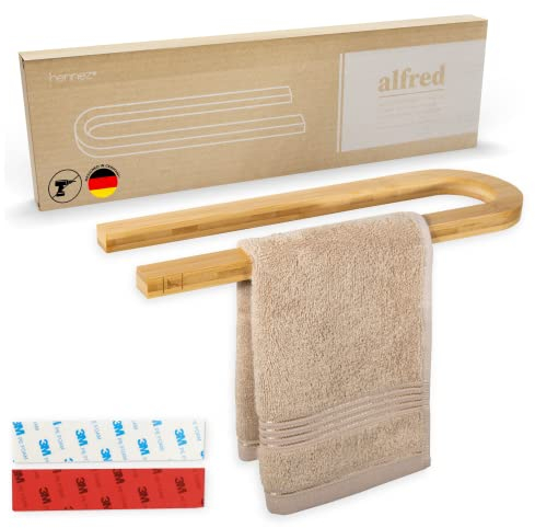 Hennez Portasciugamani da parete in bambù senza foratura, per bagno