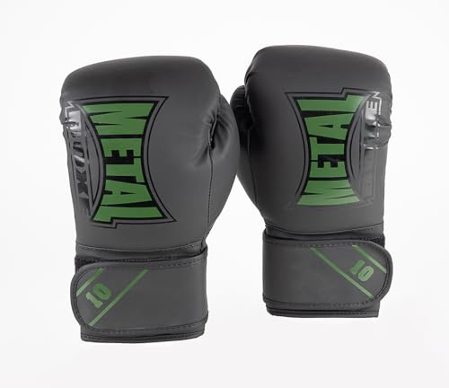 METAL BOXE - Starter Guanti da boxe per allenamento, 12 oz, nero/cachi