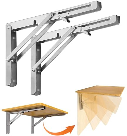 LeapBeast Klappkonsole Schwerlast,2 Stück Klappscharnier Schwerlast 300mm,Klappkonsole Edelstahl Wandregal Klappbar Maximale Tragkraft 50kg für Klapptisch Wandtisch Regale Bücherregal (Silber, 200mm)