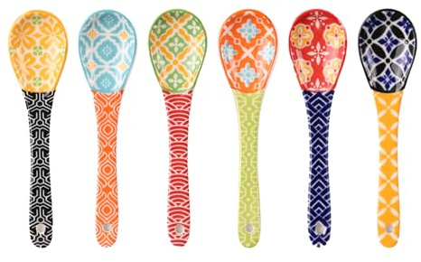 Metahom Ceramic Coffee Spoons, Colorful Teaspoons, Small Spoons for Espresso, Dessert, Tea, Stirring, Dishwasher & Microwave Safe, Assorted Colors, Set of 6