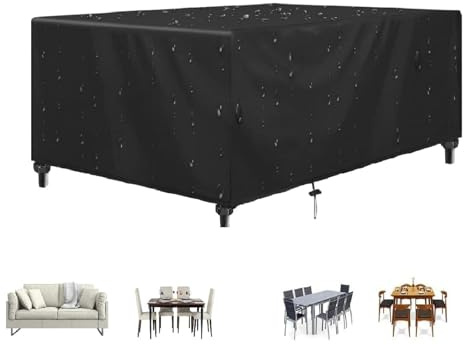 Abdeckung Gartenmöbel Winterfest 350x220x100cm Abdeckung Für Gartenmöbel Gartenmöbel Abdeckung Wasserdicht Black Schwerlast 600d Rechteckige Schutzhülle Terrassenmöbel Abdeckung Gartentisch