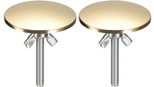 sourcing map Kitchen Sink Hole Covers, 2Pcs - Zinc Alloy Faucet Hole Cover, Soap Dispenser Hole Cover for Washbasin Sink Countertop Counter Space (Bright Gold)