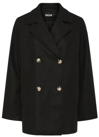 PIECES Dam Pcmarbel Coat Noos kort kappa, svart, M