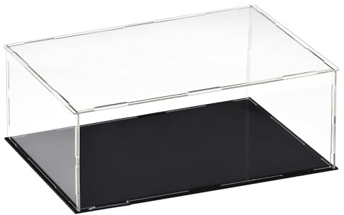 Recogwood Vitrine D'Exposition en Acrylique Clair 30 x 20 x 10cm - Boîte De Présentation À Monter avec Socle Noir - Protection Anti-Poussière pour Figurines, Jouets Et Rangement Domicile