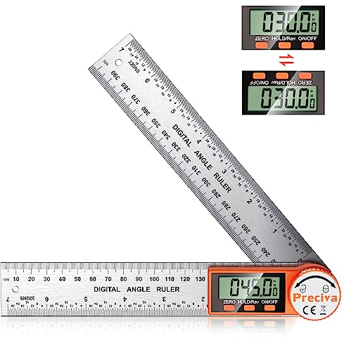 Winkelmesser, Preciva Digital Winkelschmiege mit Feststellfunktion, Messbereich: 000.0°~999.9°, Lineal aus Edelstahl für Holzarbeiten, Heimarbeit - 400 mm/ 14 Zoll