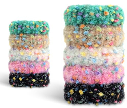 SXQLYH 10 Stück Große Haargummi Band Seil Nahtlos Baumwolle Stretchbar Pferdeschwanz Halter Stricken Stirnband für Dicke Schwere Lange und Lockige Haare,Keine Knicke Keine Unterbrechung - Mehrfarbig