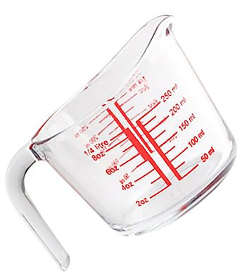 VINTORKY Ensemble De Tasses Et Cuillères À Mesurer En Verre Pratique Et Sûr Pour Familiale Conception À Large Ouverture Facile À Nettoyer 0 25 L