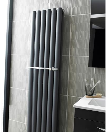 Balterley Bathroom Radiator Towel Rail Hanger, Round Chrome Towel Rail Radiator, Bathroom Towels Hanging Rails for Vertical Round Bar Radiatiors, 350 x 97 x 25mm (Chrome)