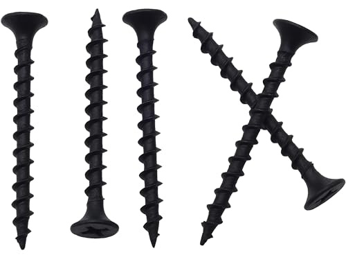 JEGONFRI 150pcs #6 × 1-5/8 inchs High Hardness Drywall Screws, Black, Coarse Thread, Phillips Drive, Bugle Head, Black Wood Screws, Wood and More