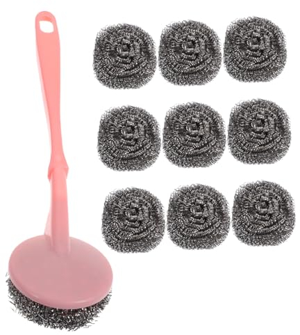 NAMOARLY Stahlschrubber Grillstein-reinigungsblock Pfannenstahlschrubber Topfreinigungsball Pfannenreinigungsbürste Topfschrubber Mit Griffen Spülbürste Scheuerbürste Für Töpfe