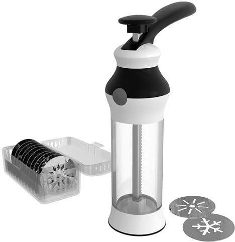 14-Piece Cookie Press Set - Upgraded - Stainless Steel Disks & Storage Case - Heavy-Duty Design